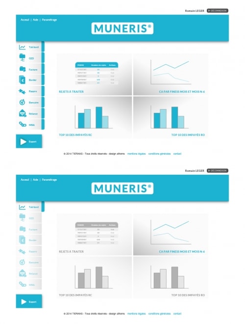 JUXTA - MUNERIS Identité visuelle, création interface du logiciel