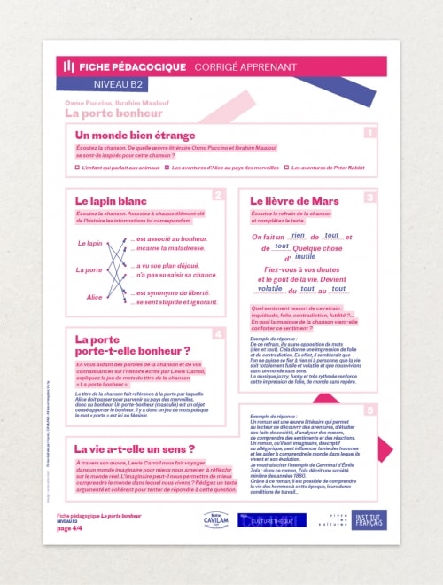 INSTITUT FRANCAIS - 12 Fiches pédagogiques 'Musique' : 4