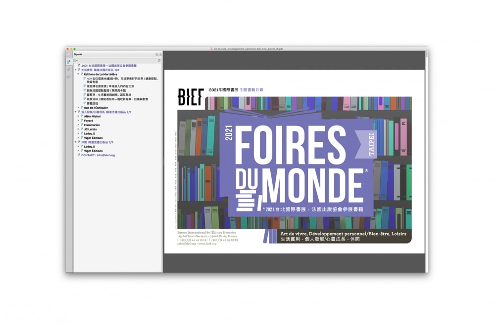 BIEF - FOIRES DU MONDE 2021 Beijing / Guadalajara / Moscow / New Delhi / Prague / Seoul / Taipei / Warsaw   : 14